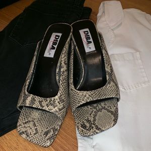 SOLD Square Toe Heel Snake Print